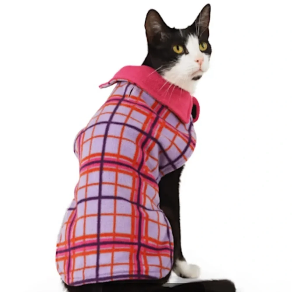NWT Youly Reversible Plaid cozy cat coat S/M​